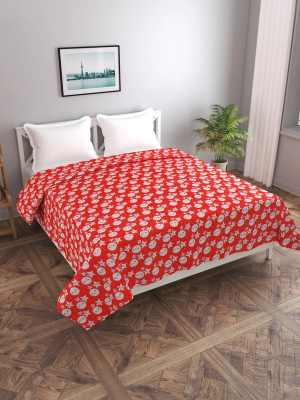 MORADO 190 GSM Flannel Super Soft Warm Double Bed Cartoon Print Quilt Cover/Duvet Cover/Rajai Cover/Blanket Cover for Winters with Zipper -90x100 Inches, Red - 90x100 Inches, Red