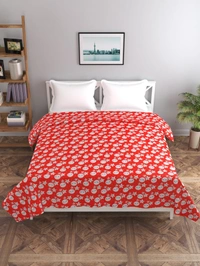 MORADO 190 GSM Flannel Super Soft Warm Double Bed Cartoon Print Quilt Cover/Duvet Cover/Rajai Cover/Blanket Cover for Winters with Zipper -90x100 Inches, Red - 90x100 Inches, Red