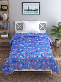 MORADO 190 GSM Flannel Super Soft Warm Single Bed Cartoon Print Quilt Cover/Duvet Cover/Rajai Cover/Blanket Cover for Winters with Zipper -60x90 Inches, Blue - 60x90 Inches, Blue