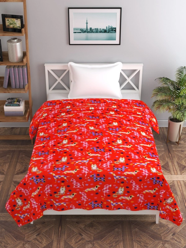 MORADO 190 GSM Flannel Super Soft Warm Single Bed Cartoon Print Quilt Cover/Duvet Cover/Rajai Cover/Blanket Cover for Winters with Zipper -60x90 Inches, Multi Color - 60x90 Inches, Multi Color