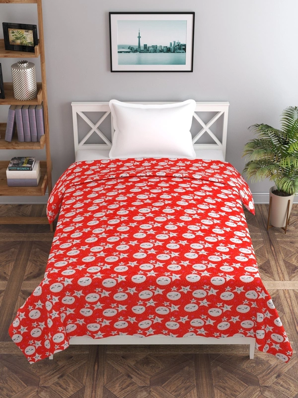 MORADO 190 GSM Flannel Super Soft Warm Single Bed Cartoon Print Quilt Cover/Duvet Cover/Rajai Cover/Blanket Cover for Winters with Zipper -60x90 Inches, Red - 60x90 Inches, Red