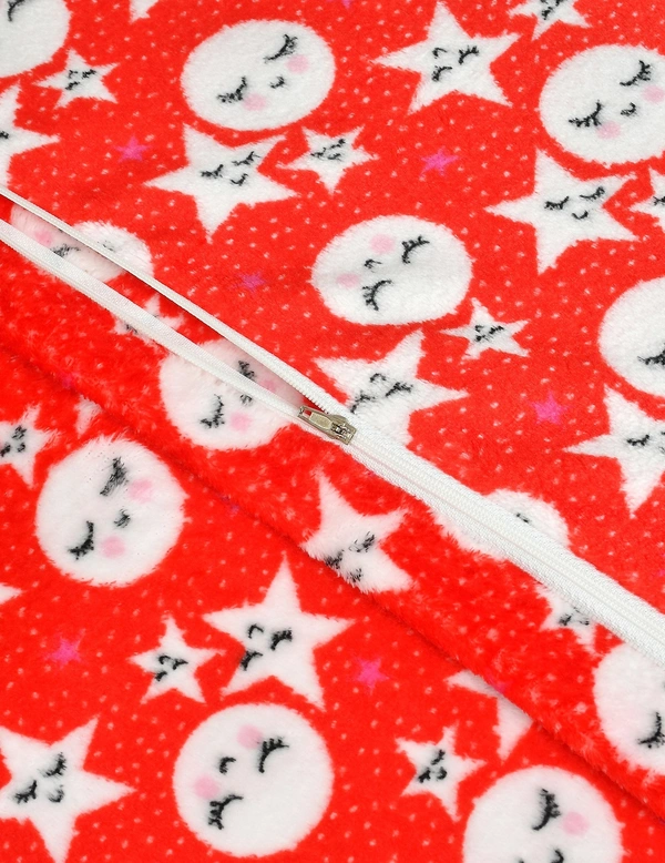 MORADO 190 GSM Flannel Super Soft Warm Double Bed Cartoon Print Quilt Cover/Duvet Cover/Rajai Cover/Blanket Cover for Winters with Zipper -90x100 Inches, Red - 90x100 Inches, Red