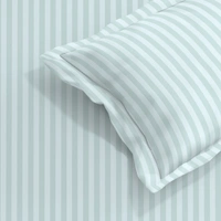 MORADO Premium Glace Cotton Stripe Single Flat Bedsheet With 1Pillow Cover for Home-Hotels-Guest House (60x90 Inches) - LightGrey