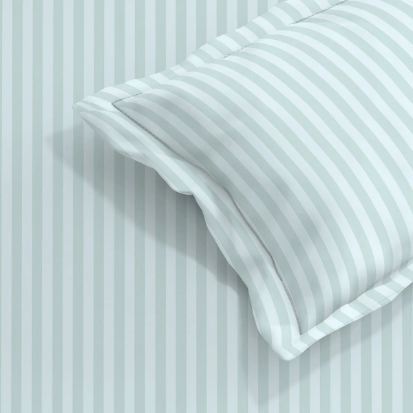 MORADO Premium Glace Cotton Stripe Single Flat Bedsheet With 1Pillow Cover for Home-Hotels-Guest House (60x90 Inches) - LightGrey