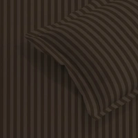 MORADO Premium Glace Cotton Stripe Double Flat Bedsheet With 2 Pillow Covers for Home-Hotels-Guest House (90x100 Inches)-Coffee