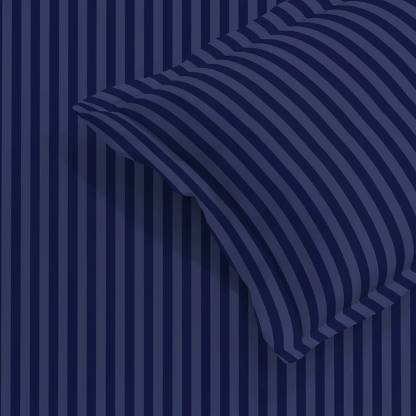 MORADO Premium Glace Cotton Stripe Double Flat Bedsheet With 2 Pillow Covers for Home-Hotels-Guest House (90x100 Inches)-Navyblue
