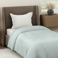 MORADO Glace Cotton Plain Stripe Single Duvet Cover 60x90 Inches | Soft, Breathable & Durable Cotton Duvet Cover for Single Bed(Silver Grey)