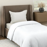 MORADO Glace Cotton Plain Stripe Single Duvet Cover 60x90 Inches | Soft, Breathable & Durable Cotton Duvet Cover for Single Bed(White)