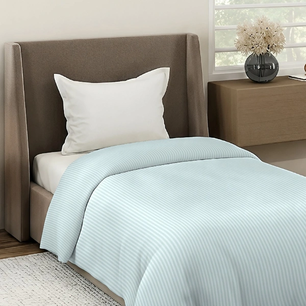 MORADO Glace Cotton Plain Stripe Single Duvet Cover 60x90 Inches | Soft, Breathable & Durable Cotton Duvet Cover for Single Bed(Lightgrey))