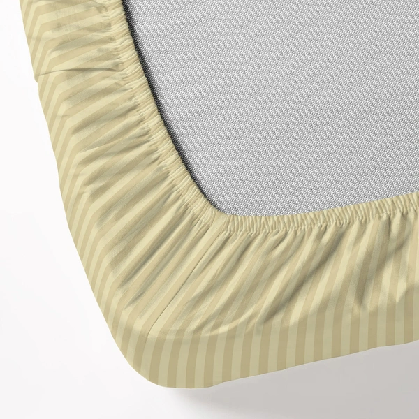 MORADO Premium Glace Cotton Stripe Single Fitted Bedsheet With 1 Pillow Covers for Home-Hotels-Guest House (36x72x8 Inches)