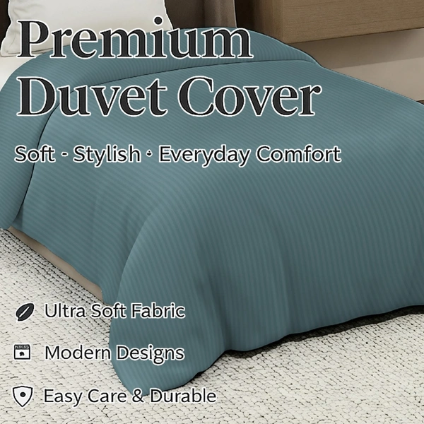 MORADO Glace Cotton Plain Stripe Single Duvet Cover 60x90 Inches | Soft, Breathable & Durable Cotton Duvet Cover for Single Bed(Smoke Grey)