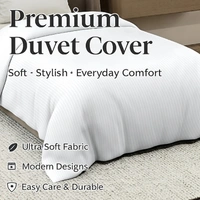 MORADO Glace Cotton Plain Stripe Single Duvet Cover 60x90 Inches | Soft, Breathable & Durable Cotton Duvet Cover for Single Bed(White)