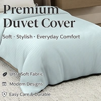 MORADO Glace Cotton Plain Stripe Single Duvet Cover 60x90 Inches | Soft, Breathable & Durable Cotton Duvet Cover for Single Bed(Lightgrey))