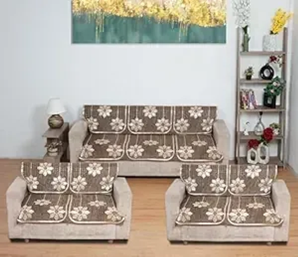 MORADO 7 Seater Sofa Cover Sofa Panel Premium Quality, Chenille for Ultimate Protection and Style Durable, 3+2+2 Settee Slipcover in Brown, - Brown