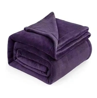 Morado MORADO 190 GSM Flannel Super Soft Warm Double Blanket for Winters - 90x90 Inches, Dark Purple - 90x90 inches, Purple