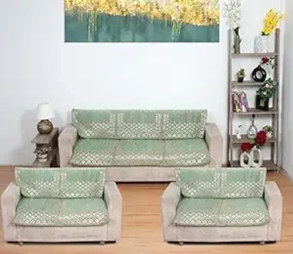 MORADO 7 Seater Sofa Cover Sofa Panel Premium Quality, Chenille for Ultimate Protection and Style Durable, 3+2+2 Settee Slipcover in Light Green, - Light Green