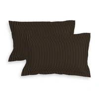 MORADO Premium Glace Cotton Stripe Double Flat Bedsheet With 2 Pillow Covers for Home-Hotels-Guest House (90x100 Inches)-Coffee