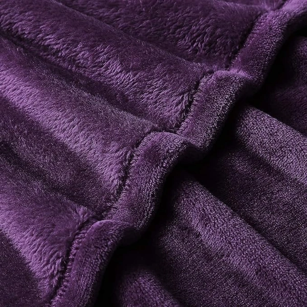 MORADO 190 GSM Flannel Super Soft Warm Double Blanket for Winters - 90x90 Inches, Dark Purple - Dark Purple