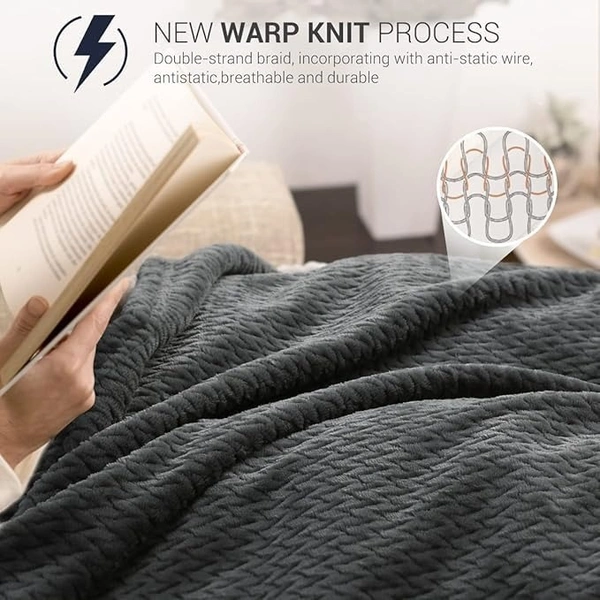 Morado MORADO 230 GSM Flannel Super Soft Warm Double Blanket for Winters - 90x90 Inches,Dark Grey - Dark Grey