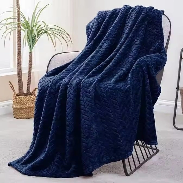 Morado MORADO 190 GSM Flannel Super Soft Warm Double Blanket for Winters - 60x90 Inches, Navy Blue - 90x90inches, Blue Ribbon