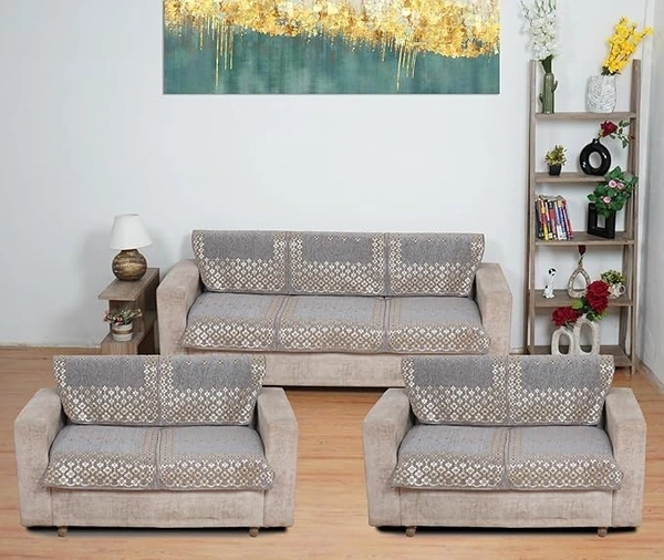 MORADO 7 Seater Sofa Cover Sofa Panel Premium Quality, Chenille for Ultimate Protection and Style Durable, 3+2+2 Settee Slipcover in Light Grey, - Light Grey