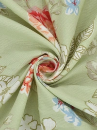 MORADO Glace Cotton King Size Bedsheet with 2 Pillow Covers with Frill PoppyFlowerComb  (108x108, Inches) - 108x108 Inches, light pastel green