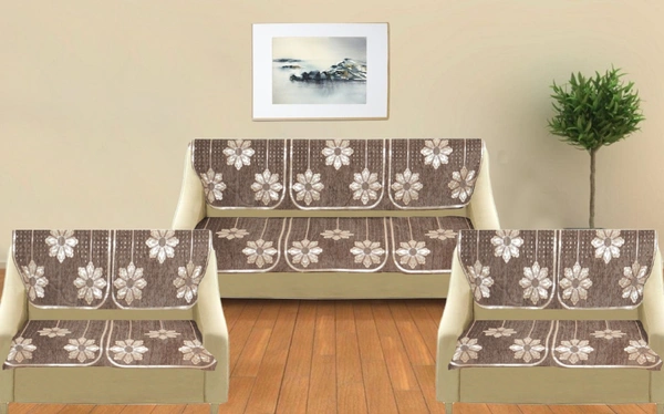 MORADO 7 Seater Sofa Cover Sofa Panel Premium Quality, Chenille for Ultimate Protection and Style Durable, 3+2+2 Settee Slipcover in Brown, - Brown