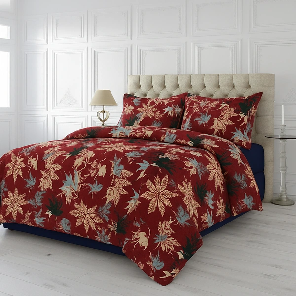 Morado MORADO 190 GSM Flannel Super Soft Warm Double Blanket for Winters - 90x90 Inches, Red Leaves - Red Leaves