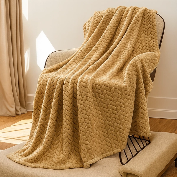 Morado MORADO 230 GSM Flannel Super Soft Warm Double Blanket for Winters - 90x90 Inches, Camel - Camel