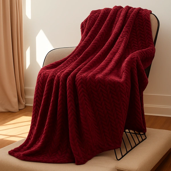 Morado MORADO 230 GSM Flannel Super Soft Warm Double Blanket for Winters - 90x90 Inches, Wine - 90x90 Inches, Monza