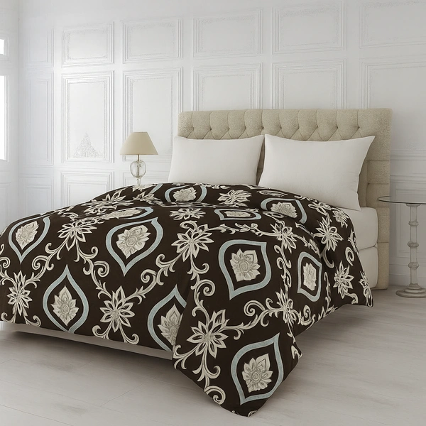 Morado MORADO 190 GSM Flannel Super Soft Warm Double Blanket for Winters - 90x90 Inches, Brown Leaves - Brown Leaves