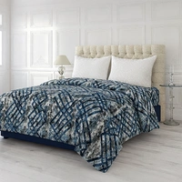 Morado MORADO 190 GSM Flannel Super Soft Warm Double Blanket for Winters - 90x90 Inches, Blue Grey Cross - Blue Grey Cross