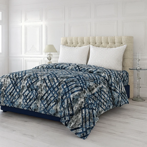 Morado MORADO 190 GSM Flannel Super Soft Warm Double Blanket for Winters - 90x90 Inches, Blue Grey Cross - Blue Grey Cross