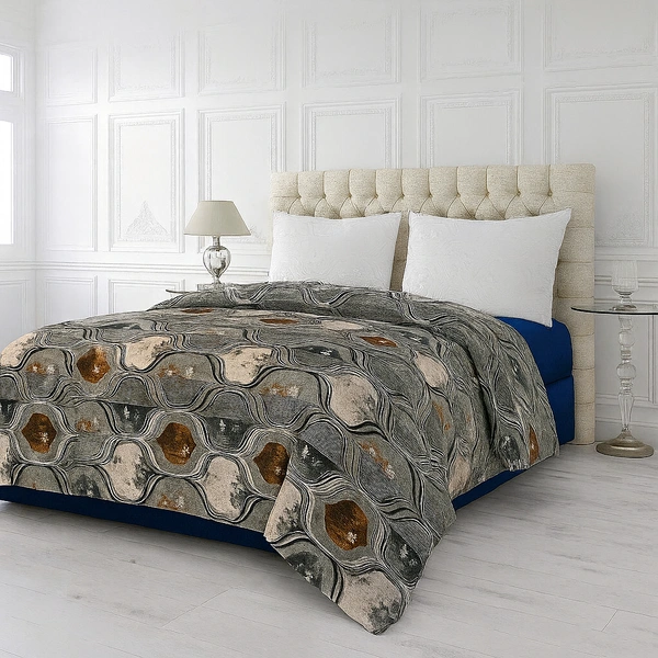 Morado MORADO 190 GSM Flannel Super Soft Warm Double Blanket for Winters - 90x90 Inches, Navy Brown Roses - Navy Brown Roses