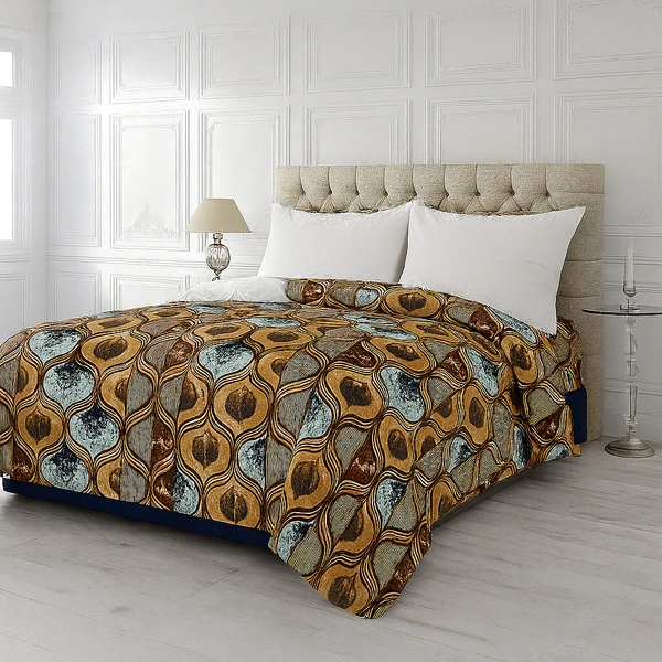 Morado MORADO 190 GSM Flannel Super Soft Warm Double Blanket for Winters - 90x90 Inches, Grey Beige Circles - Grey Beige circle