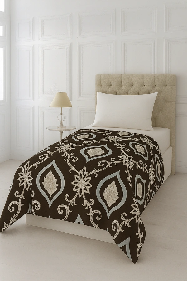 Morado MORADO 190 GSM Flannel Super Soft Warm Single Blanket for Winters - 60x90 Inches, Brown Leaves - Brown Leaves