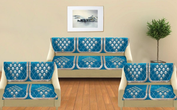 MORADO 7 Seater Sofa Cover Sofa Panel Premium Quality, Chenille for Ultimate Protection and Style Durable, 3+2+2 Settee Slipcover in Aqua, - Aqua