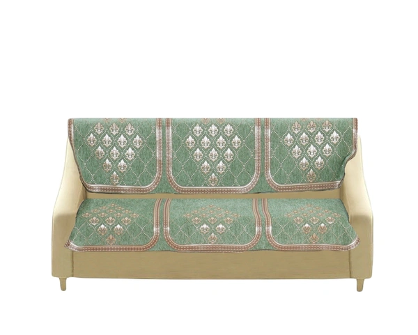 MORADO 7 Seater Sofa Cover Sofa Panel Premium Quality, Chenille for Ultimate Protection and Style Durable, 3+2+2 Settee Slipcover in Light Green, - Light Green