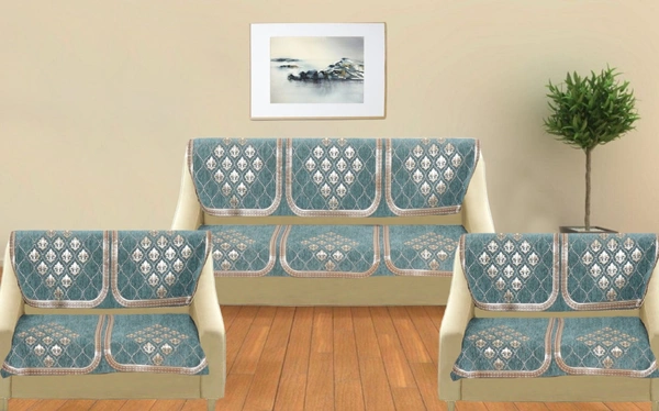 MORADO 7 Seater Sofa Cover Sofa Panel Premium Quality, Chenille for Ultimate Protection and Style Durable, 3+2+2 Settee Slipcover in Sea Green, - Sea Green