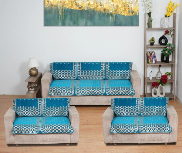 MORADO 7 Seater Sofa Cover Sofa Panel Premium Quality, Chenille for Ultimate Protection and Style Durable, 3+2+2 Settee Slipcover in Sea Green, - Aqua