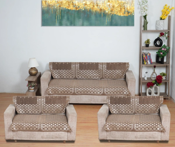 MORADO 7 Seater Sofa Cover Sofa Panel Premium Quality, Chenille for Ultimate Protection and Style Durable, 3+2+2 Settee Slipcover in Brown, - Brown