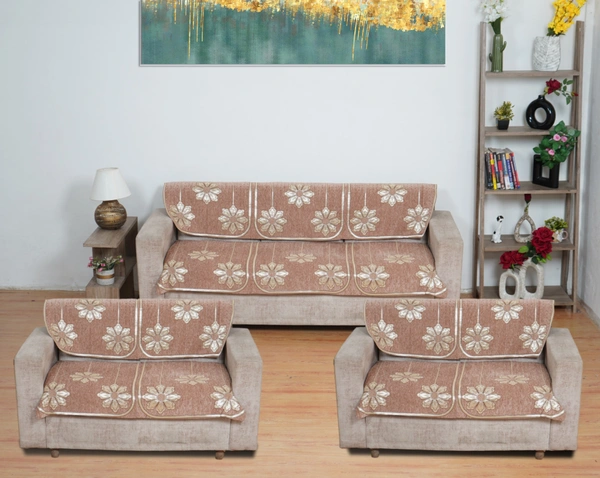 MORADO 7 Seater Sofa Cover Sofa Panel Premium Quality, Chenille for Ultimate Protection and Style Durable, 3+2+2Settee Slipcover in Peach, - Peach