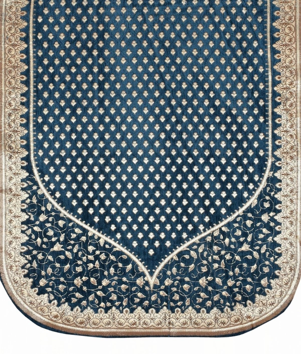 MORADO 5 Seater Sofa Cover Sofa Panel Premium Quality, Chenille for Ultimate Protection and Style Durable, 3+1+1 Settee Slipcover in Navy blue with golden beige - Navy blue with golden beige