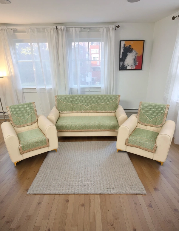 MORADO 5 Seater Sofa Cover Sofa Panel Premium Quality, Chenille for Ultimate Protection and Style Durable, 3+1+1 Settee Slipcover in Light Green - Green