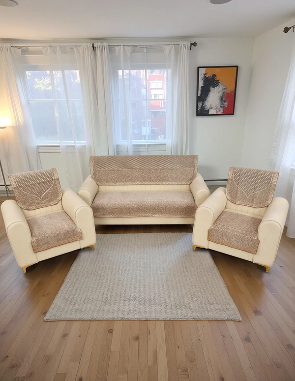 MORADO 5 Seater Sofa Cover Sofa Panel Premium Quality, Chenille for Ultimate Protection and Style Durable, 3+1+1 Settee Slipcover in Maroon & Beige, - brown