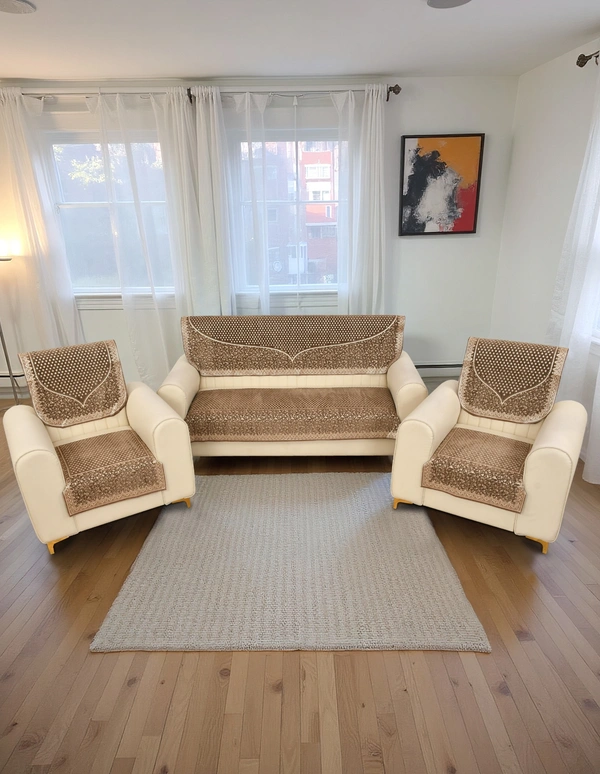 MORADO 5 Seater Sofa Cover Sofa Panel Premium Quality, Chenille for Ultimate Protection and Style Durable, 3+1+1 Settee Slipcover in Golden, - Golden