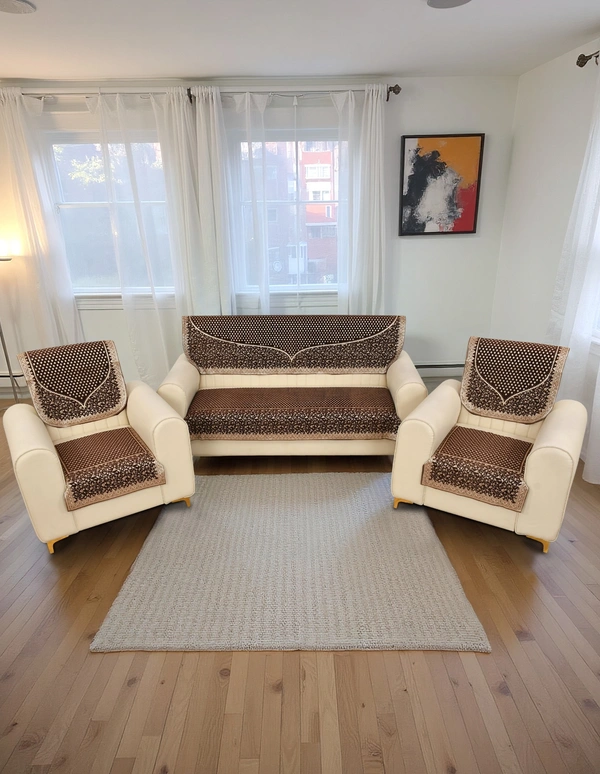 MORADO 5 Seater Sofa Cover Sofa Panel Premium Quality, Chenille for Ultimate Protection and Style Durable, 3+1+1 Settee Slipcover in Coffie - Coffie