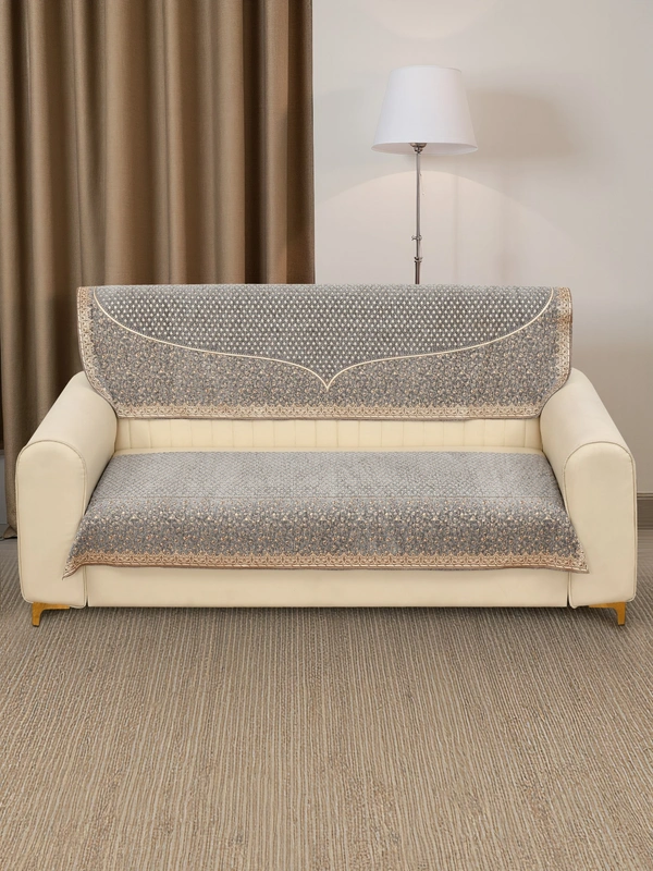 MORADO 5 Seater Sofa Cover Sofa Panel Premium Quality, Chenille for Ultimate Protection and Style Durable, 3+1+1 Settee Slipcover in LIght Grey - Gray