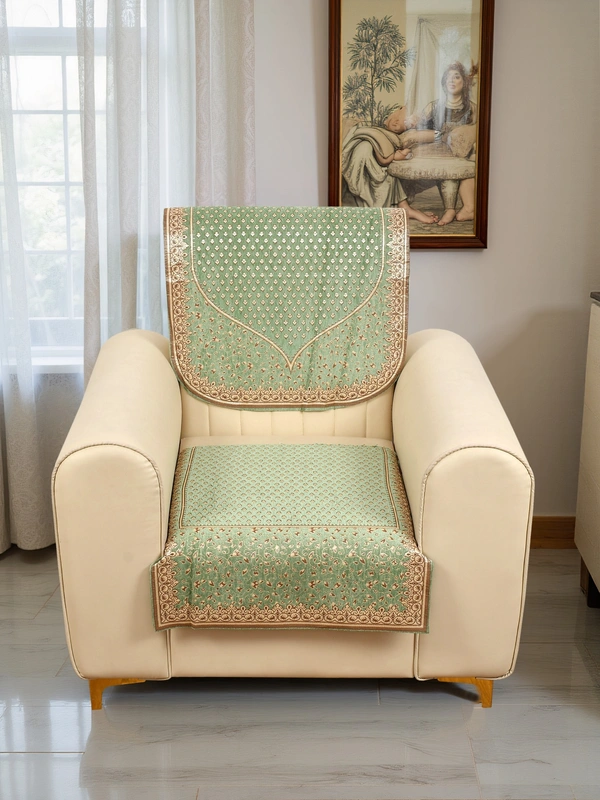 MORADO 5 Seater Sofa Cover Sofa Panel Premium Quality, Chenille for Ultimate Protection and Style Durable, 3+1+1 Settee Slipcover in Light Green - Green