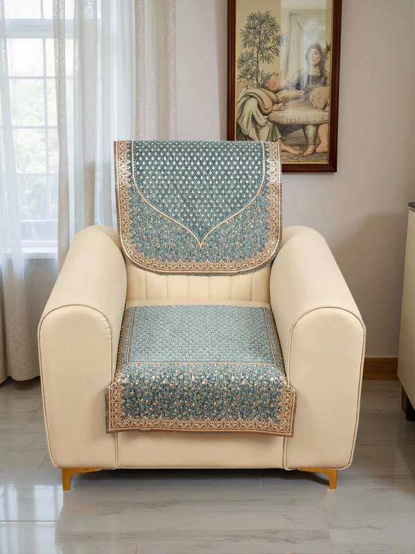 MORADO 5 Seater Sofa Cover Sofa Panel Premium Quality, Chenille for Ultimate Protection and Style Durable, 3+1+1 Settee Slipcover in Sea Green, - Sea Green